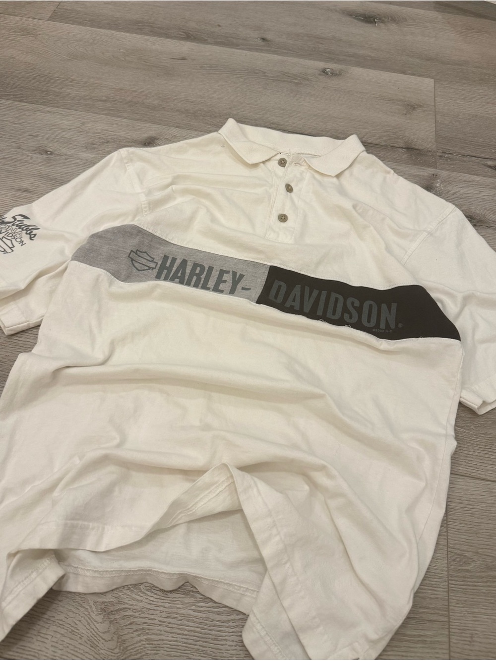Harley-Davidson White Polo with Gray and Black Logo Band